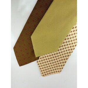 VTG ASSORTED LOT OF 3 - Yellow Tone Silk Ties Made in Italy Abstract Patterns